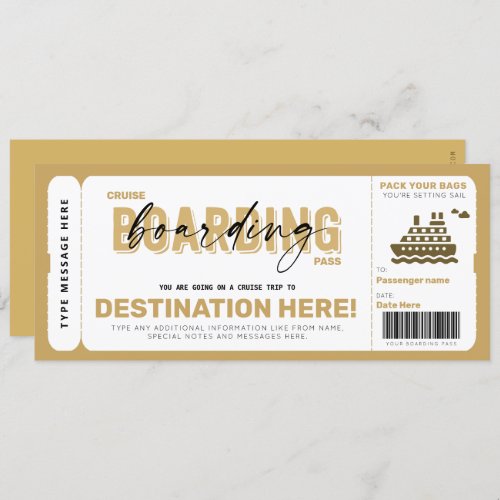 Cruise Boarding Pass Vacation Ticket Gift Voucher