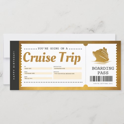 Cruise Boarding Pass Vacation Ticket Gift Voucher