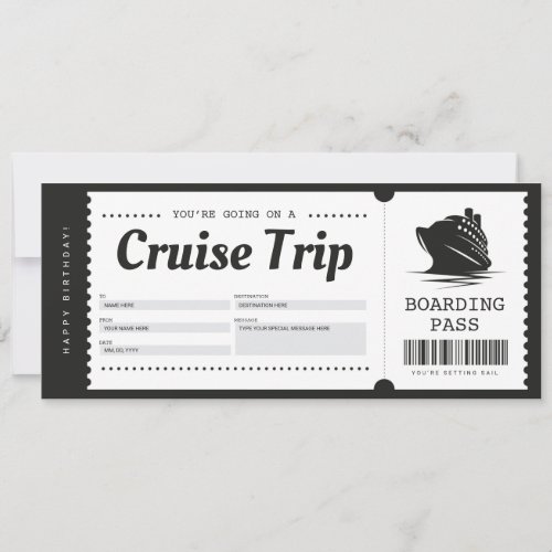 Cruise Boarding Pass Vacation Ticket Gift Voucher Invitation