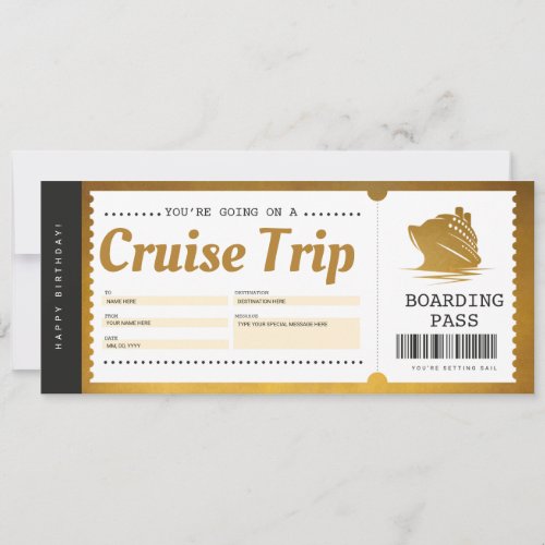Cruise Boarding Pass Vacation Ticket Gift Voucher Invitation