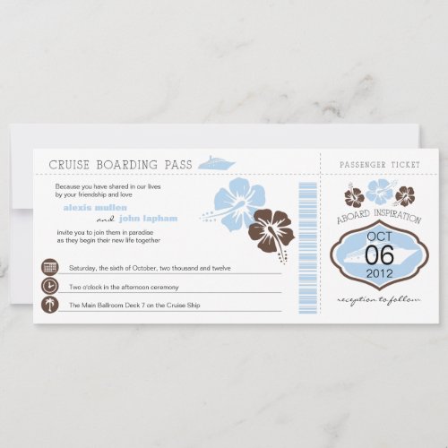 Cruise Boarding Pass Wedding Invitation