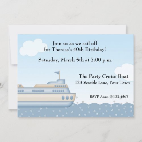 Cruise Boat Nautical Themed Invitation