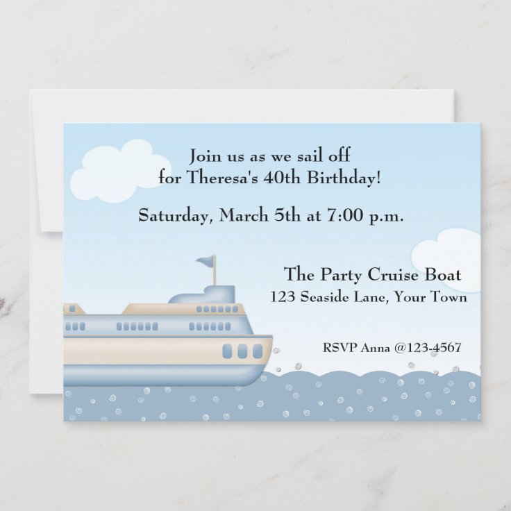 Cruise Boat, Nautical Themed Invitation | Zazzle