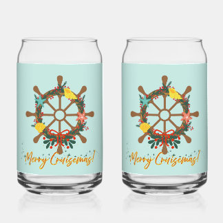 Cruise Christmas Nautical Can Glass
