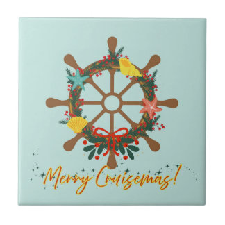 Cruise Christmas Nautical Ceramic Tile