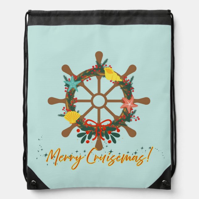 Cruise Christmas Nautical Drawstring Bag (Front)