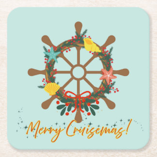 Cruise Christmas Nautical Square Paper Coaster