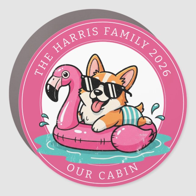 Cruise Corgi Door Personalized Magnet (Front)