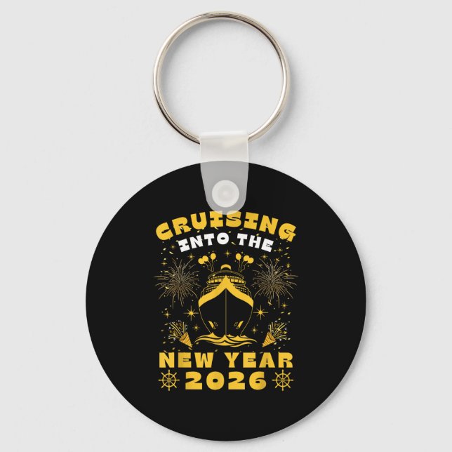 Cruise Cruising Into New Year 2026 Eve Party Match Keychain (Front)