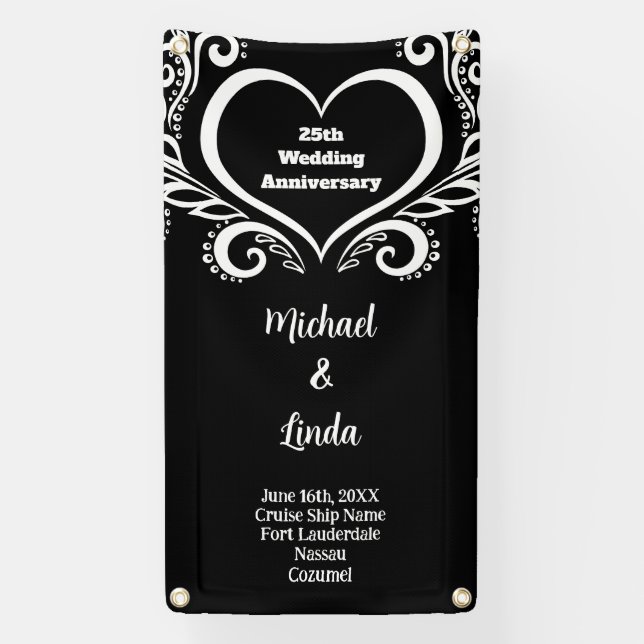 Cruise Door Decor Stateroom Wedding Anniversary Banner (Vertical)