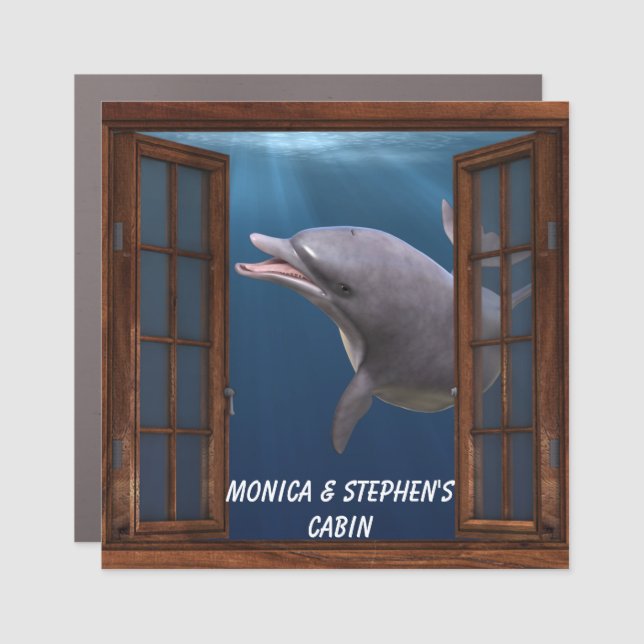 Cruise Door Marker Dolphin Under Water Window   Car Magnet (Front)