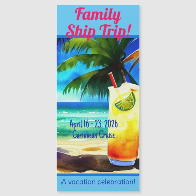 Cruise Door Room Tropical Theme Magnetic Invitatio Invitation (Front)
