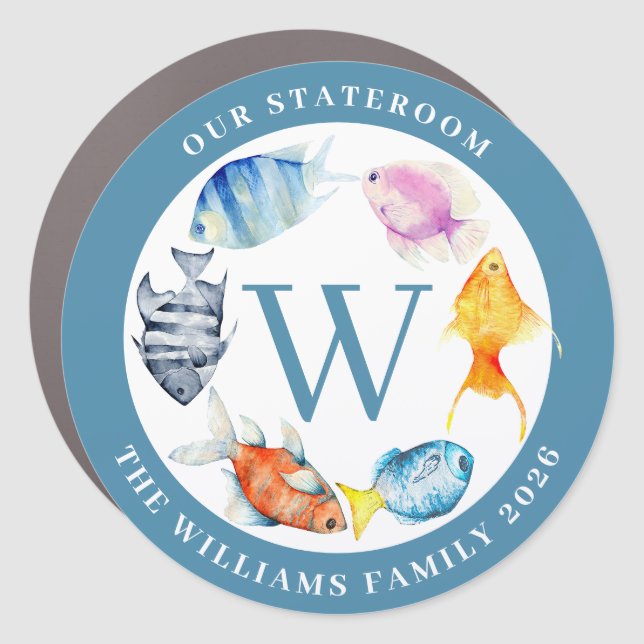 Cruise Fishes Decor Door Personalized Magnet (Front)