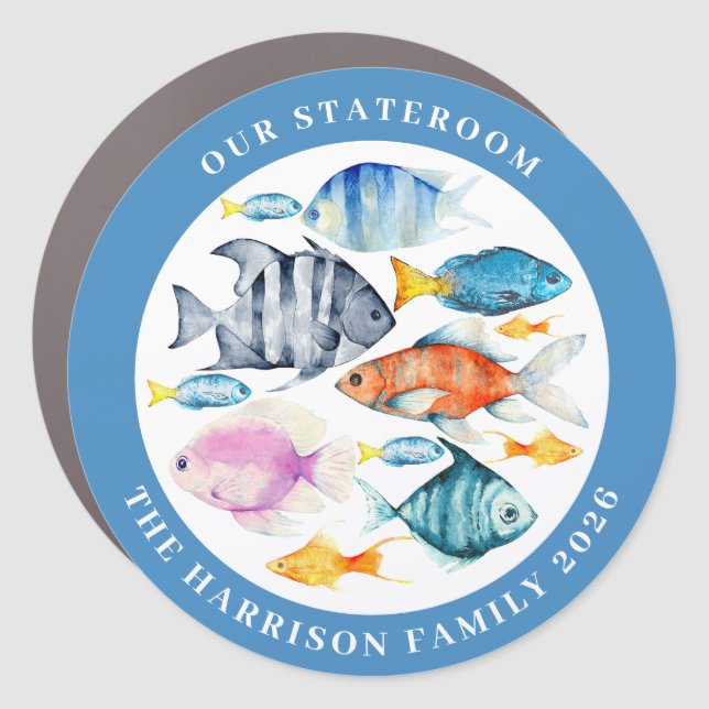 Cruise Fishes Decor Door Personalized Magnet (Front)
