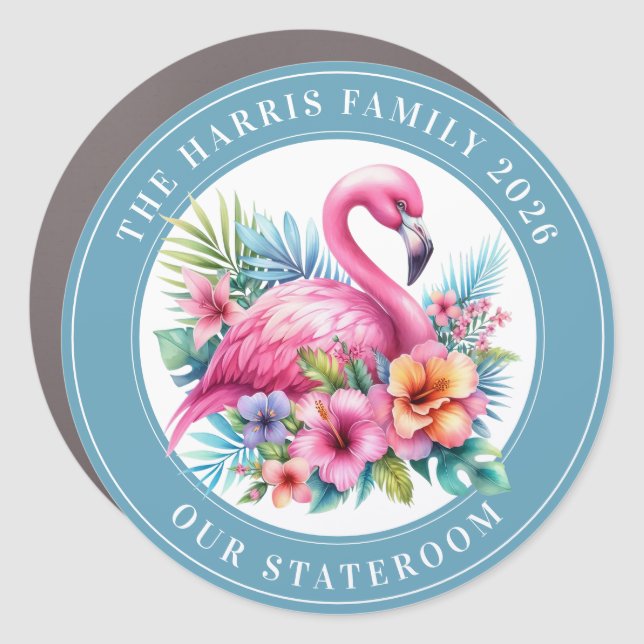 Cruise Flamingo Decor Door Personalized Magnet (Front)