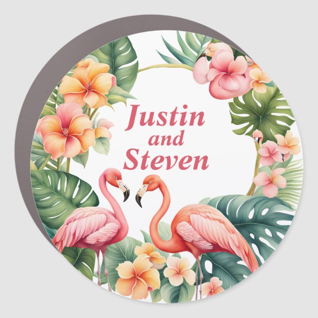 Cruise Flamingo Decor Door Personalized Magnet (Front)