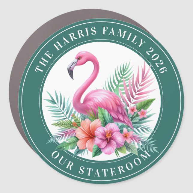 Cruise Flamingo Decor Door Personalized Magnet (Front)