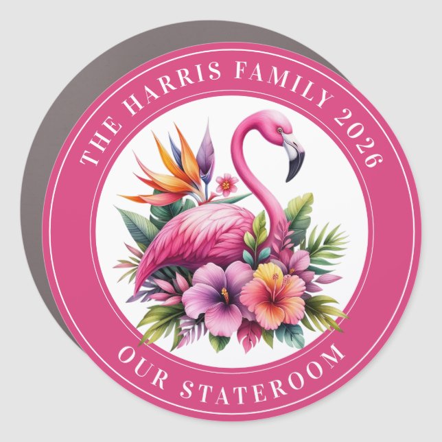Cruise Flamingo Decor Door Personalized Magnet (Front)