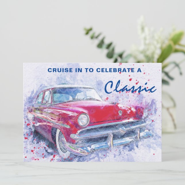 Cruise In Classic Birthday Invitation (Standing Front)