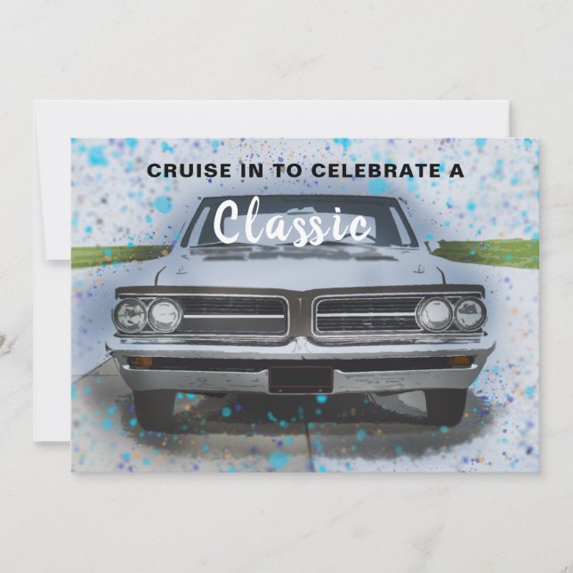 Cruise In Classic Car Birthday Invitation (Front)