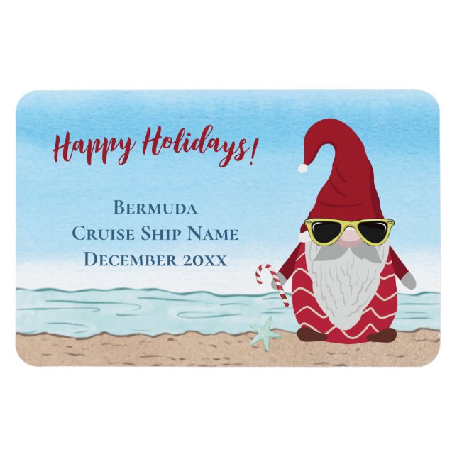 Cruise Island Beach Christmas Holiday Gnome Cabin  Magnet (Horizontal)