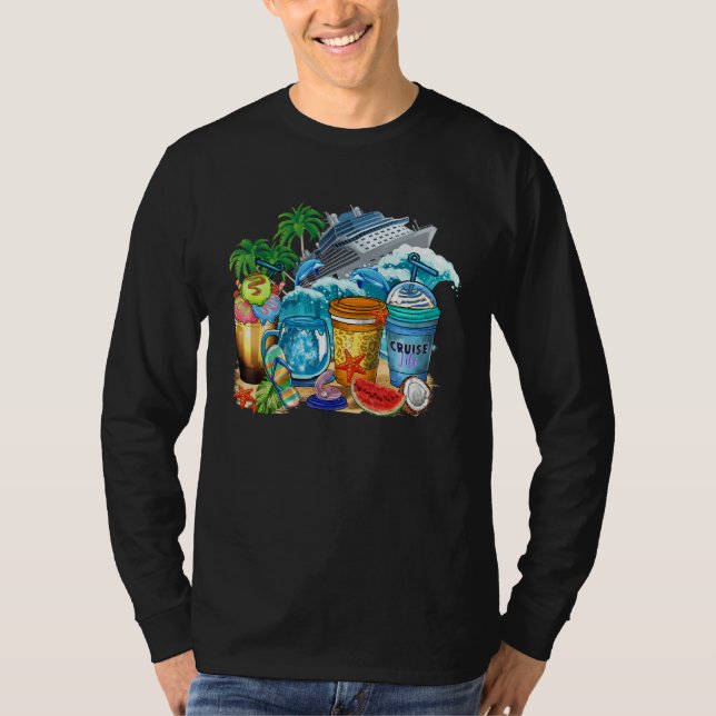 Cruise Life Coffee Cups Summer Vibes Holiday Vacat T-Shirt (Front)