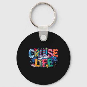 Cruise Life Colorful Ship, Vacation Boat Ocean Keychain