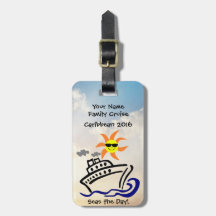 Cruise Luggage Tag w/Leather Strap - Seas the Day!
