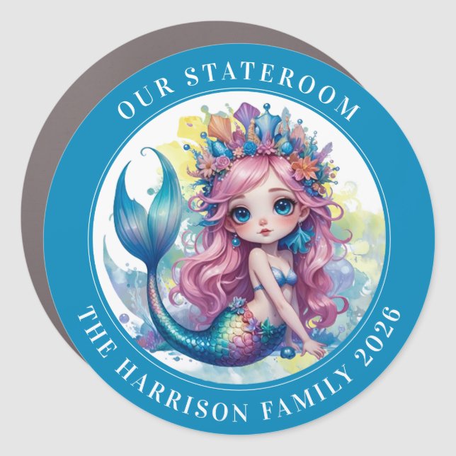 Cruise Mermaid Decor Door Personalized Magnet (Front)