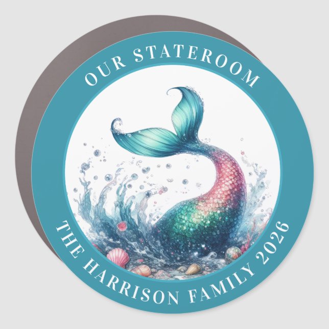 Cruise Mermaid Decor Door Personalized Magnet (Front)