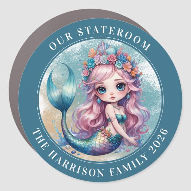 Cruise Mermaid Decor Door Personalized Magnet (Front)