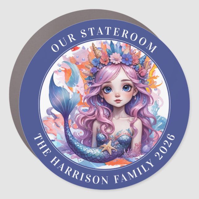 Cruise Mermaid Decor Door Personalized Magnet (Front)