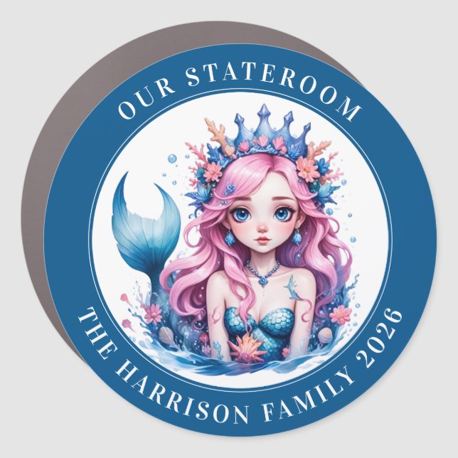Cruise Mermaid Decor Door Personalized Magnet (Front)