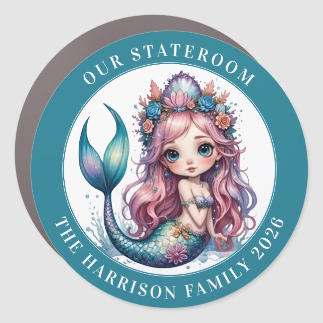 Cruise Mermaid Decor Door Personalized Magnet (Front)