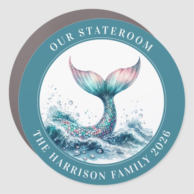 Cruise Mermaid Decor Door Personalized Magnet (Front)