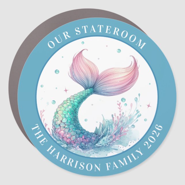 Cruise Mermaid Decor Door Personalized Magnet (Front)