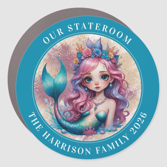 Cruise Mermaid Decor Door Personalized Magnet (Front)