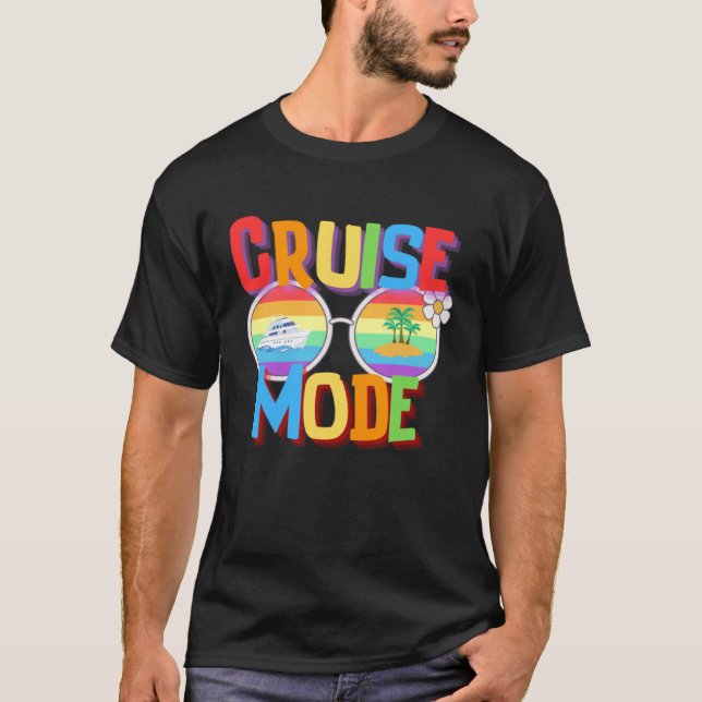 Cruise Mode Humor  Vacation Summer Sand Beach Boat T-Shirt (Front)