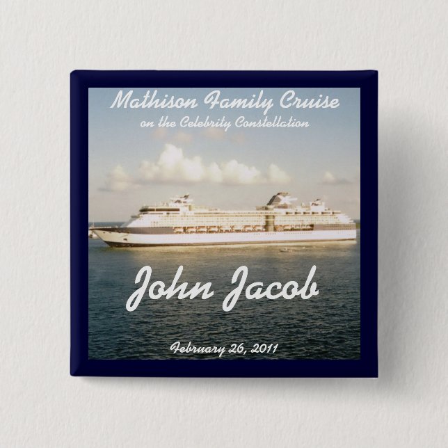 Cruise Name Badge - X Ship Pinback Button (Front)