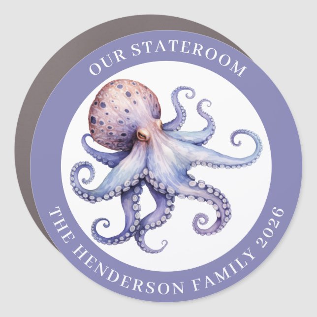 Cruise Octopus Decor Door Personalized Magnet (Front)