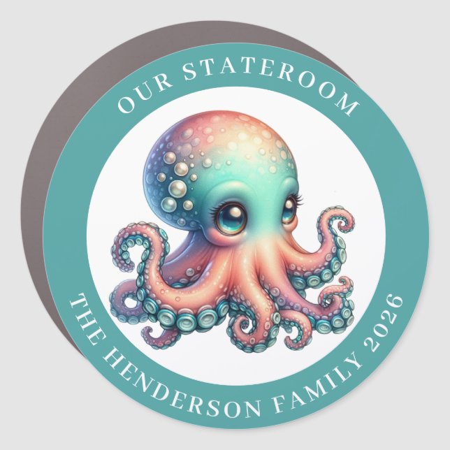 Cruise Octopus Decor Door Personalized Magnet (Front)