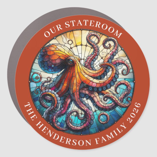 Cruise Octopus Decor Door Personalized Magnet (Front)