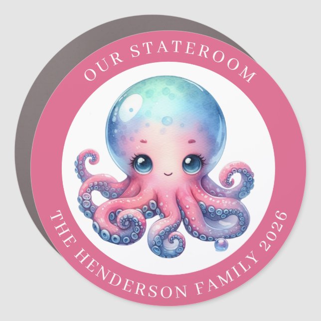 Cruise Octopus Decor Door Personalized Magnet (Front)
