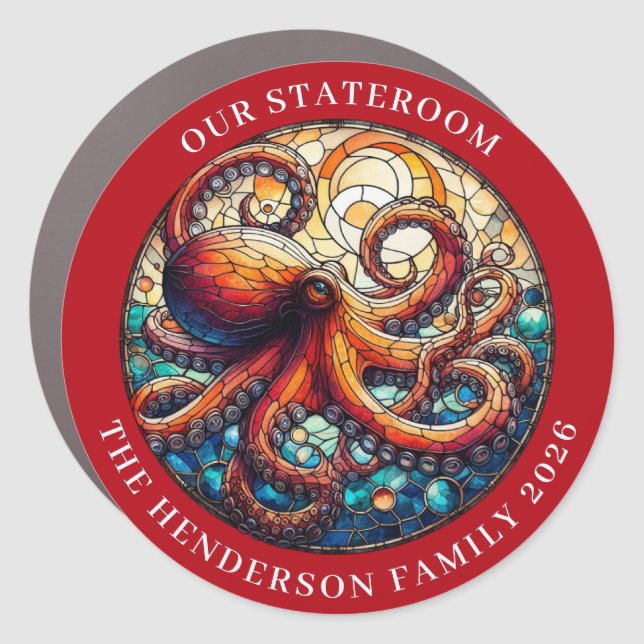 Cruise Octopus Decor Door Personalized Magnet (Front)