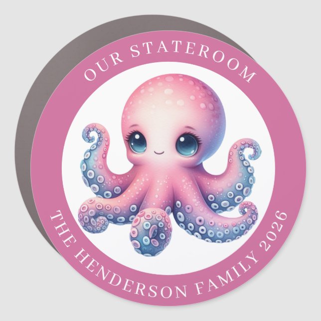 Cruise Octopus Decor Door Personalized Magnet (Front)