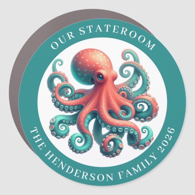 Cruise Octopus Decor Door Personalized Magnet (Front)