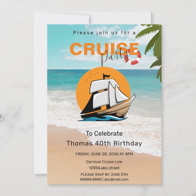 Cruise Party 40 Birthday Party Invitation (Front)