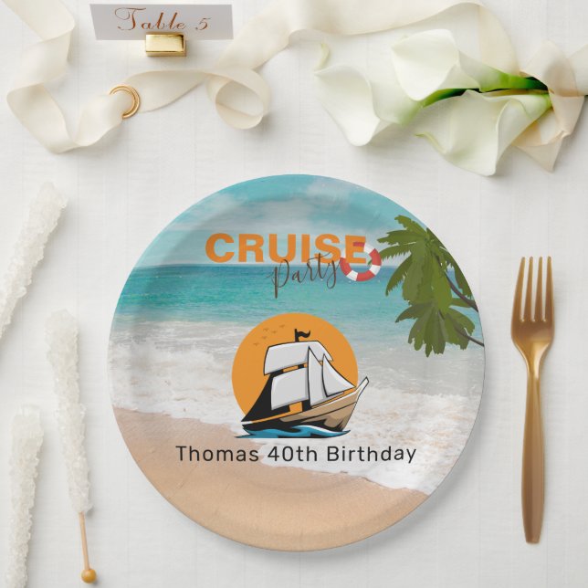 Cruise Party 40 Birthday Party Paper Plates (Wedding)