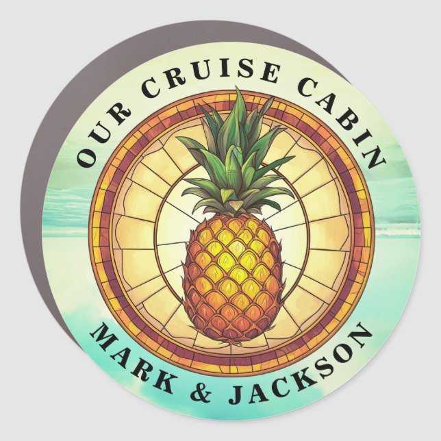Cruise Pineapple Decor Door Personalized Magnet (Front)