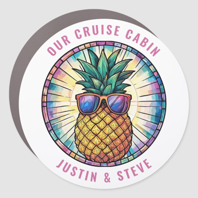 Cruise Pineapple Decor Door Personalized Magnet (Front)